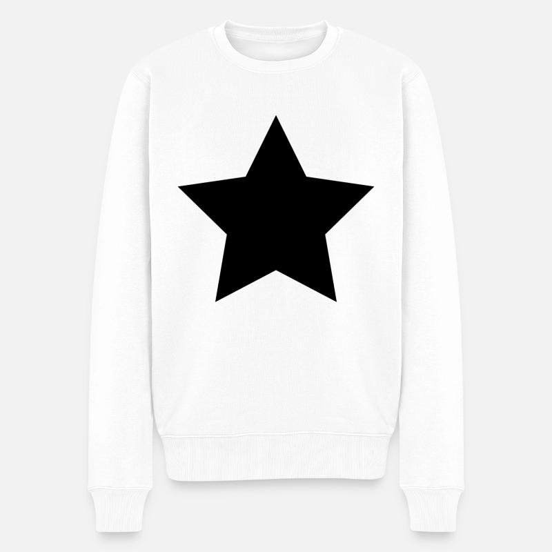Stern Schwarz - Männer Premium Bio Pullover - Weiß