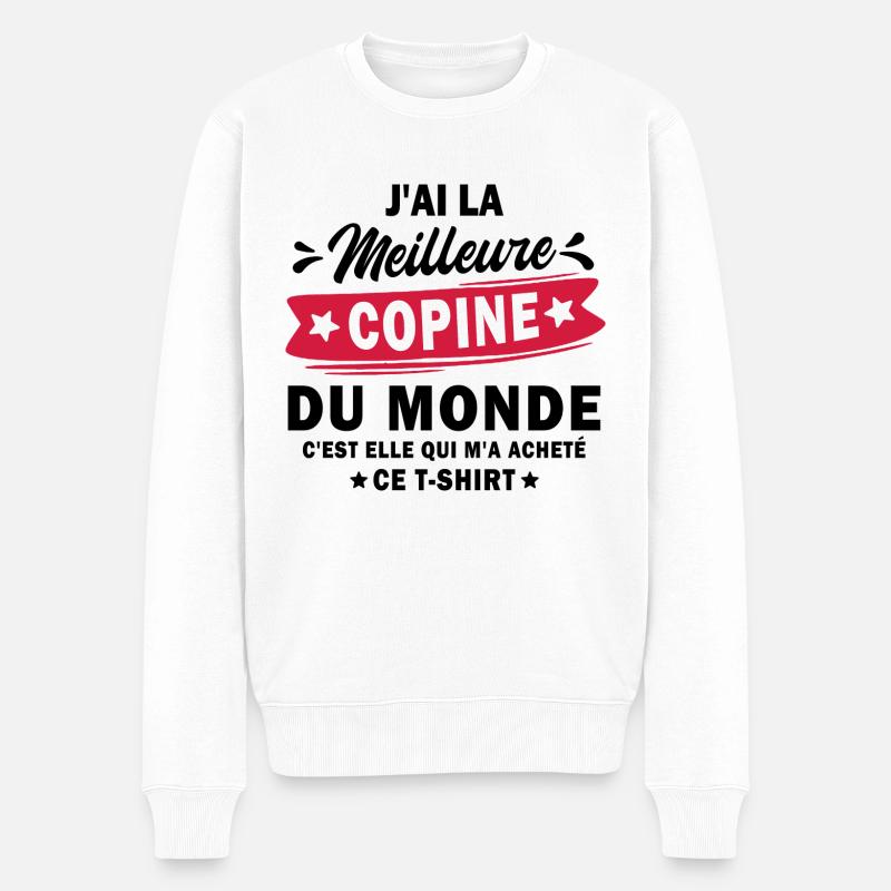 j'ai la meilleure copine du monde - Pull Premium bio Homme - blanc