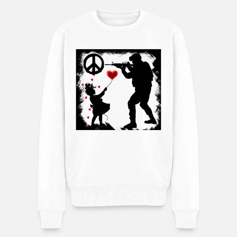 berühmte Kunst, banksy Mädchen, banksy, kleine Mädchen - Männer Premium Bio Pullover - Weiß