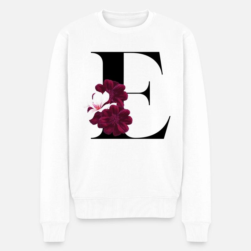 Buchstabe E blühende - Männer Premium Bio Pullover - Weiß