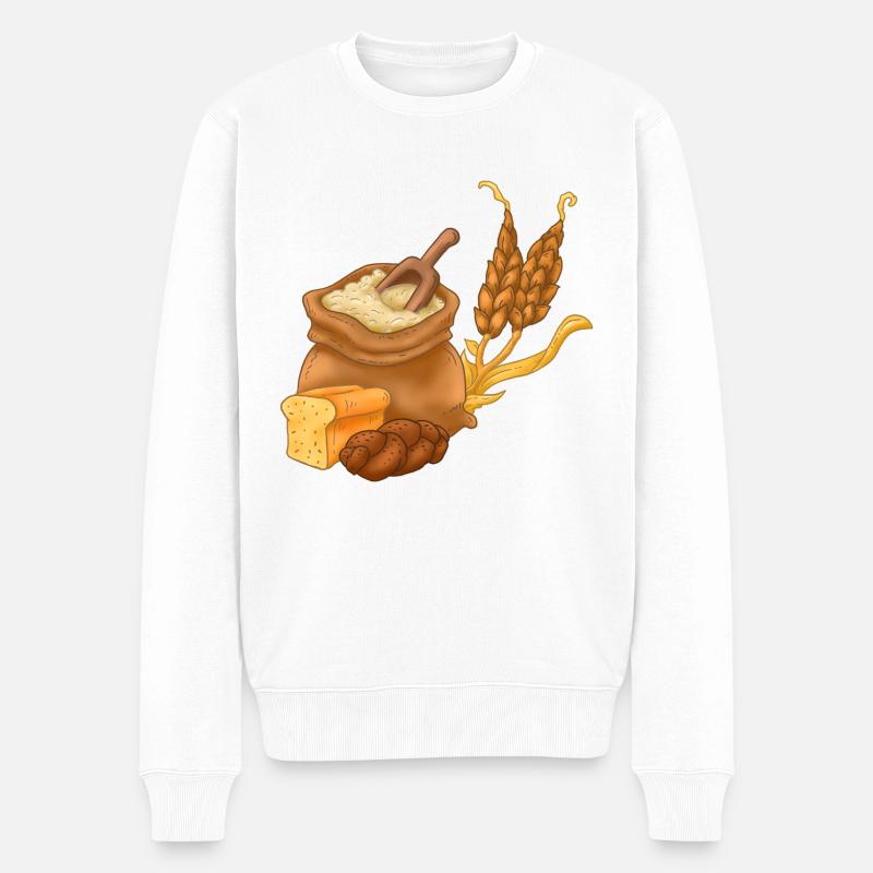 Weizen Brot - Männer Premium Bio Pullover - Weiß