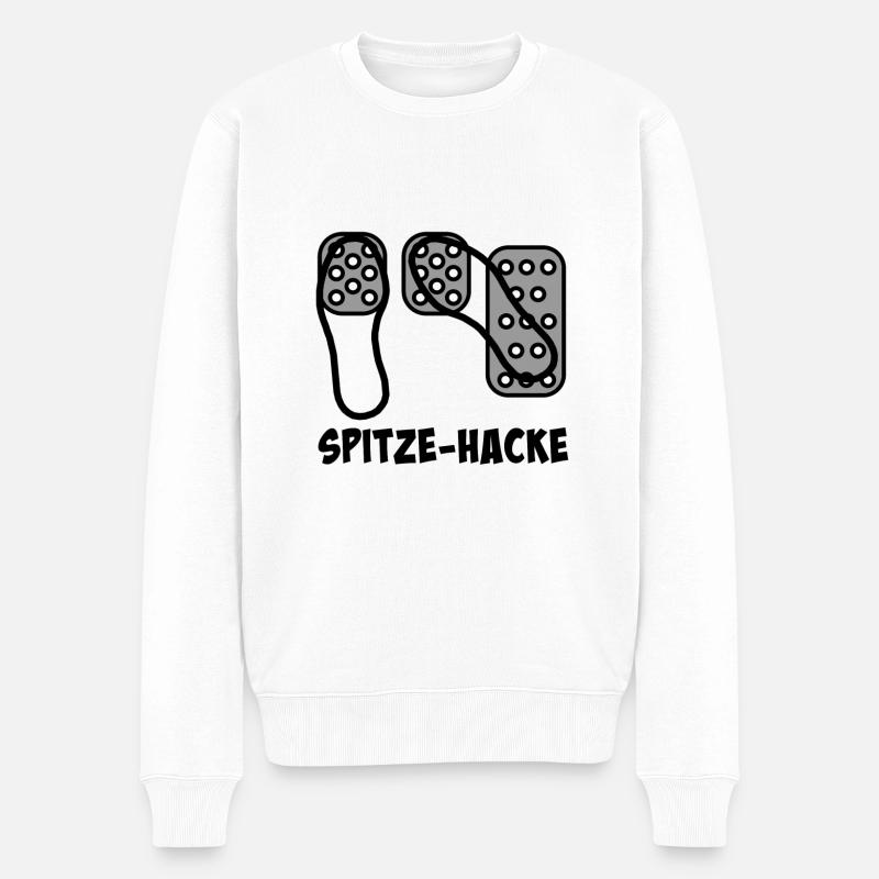 Pedale Spitze-Hacke-Technik - Männer Premium Bio Pullover - Weiß