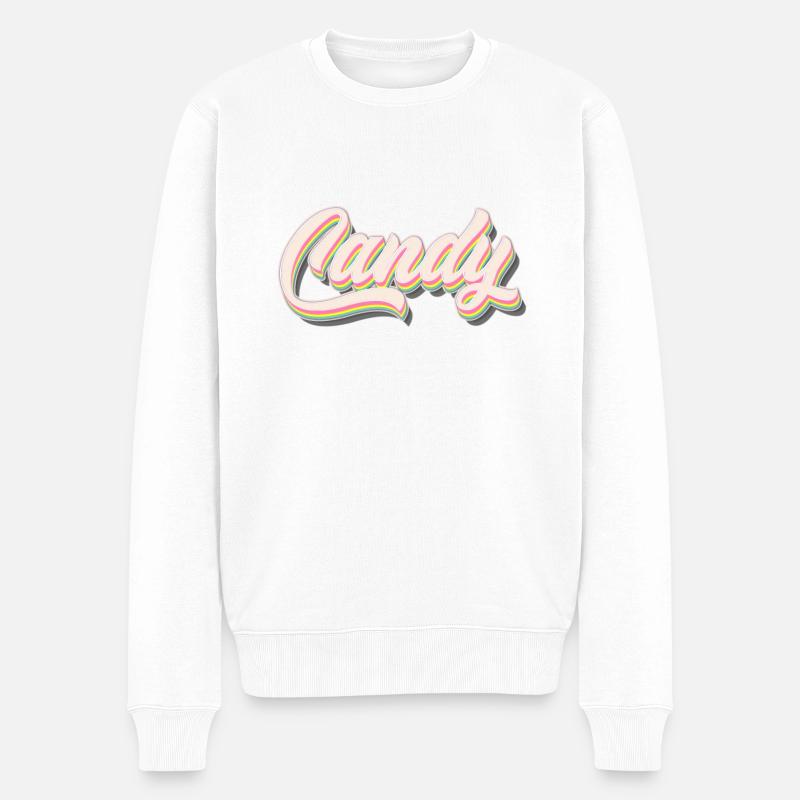 Candy Schriftzug Retro - Männer Premium Bio Pullover - Weiß
