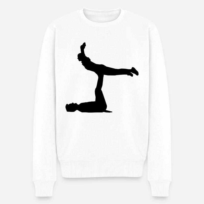 AcroYoga - Frontbird - Männer Premium Bio Pullover - Weiß