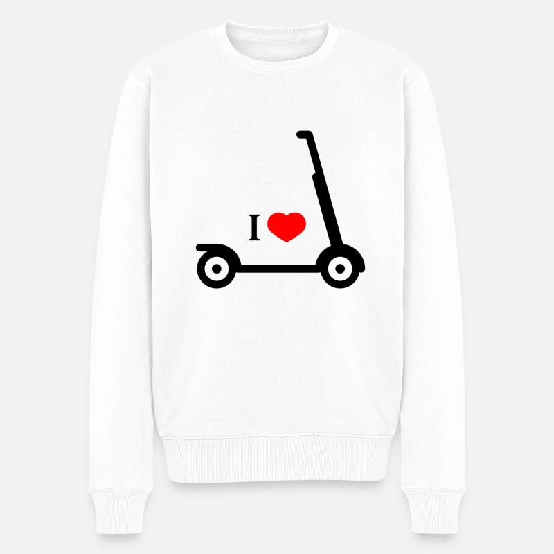 I LOVE E-SCOOTER - Männer Premium Bio Pullover - Weiß
