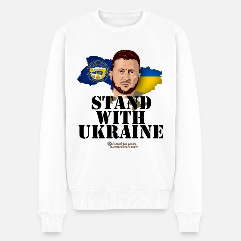 Drapeaux de l’Ukraine du Nebraska - Pull Premium bio Homme - blanc