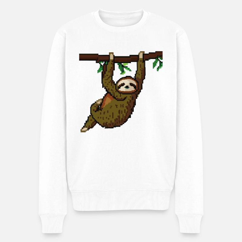 Faultier Verpixelt Pixel Faultier Faulenzer - Männer Premium Bio Pullover - Weiß