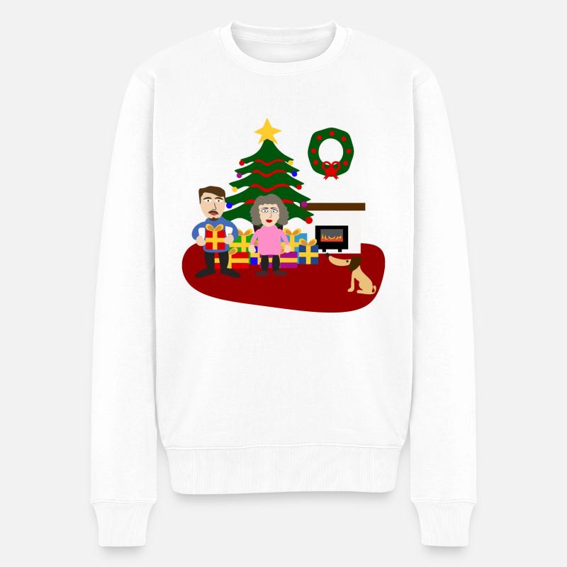 Ein Geschenk zu Weihnachten - Männer Premium Bio Pullover - Weiß