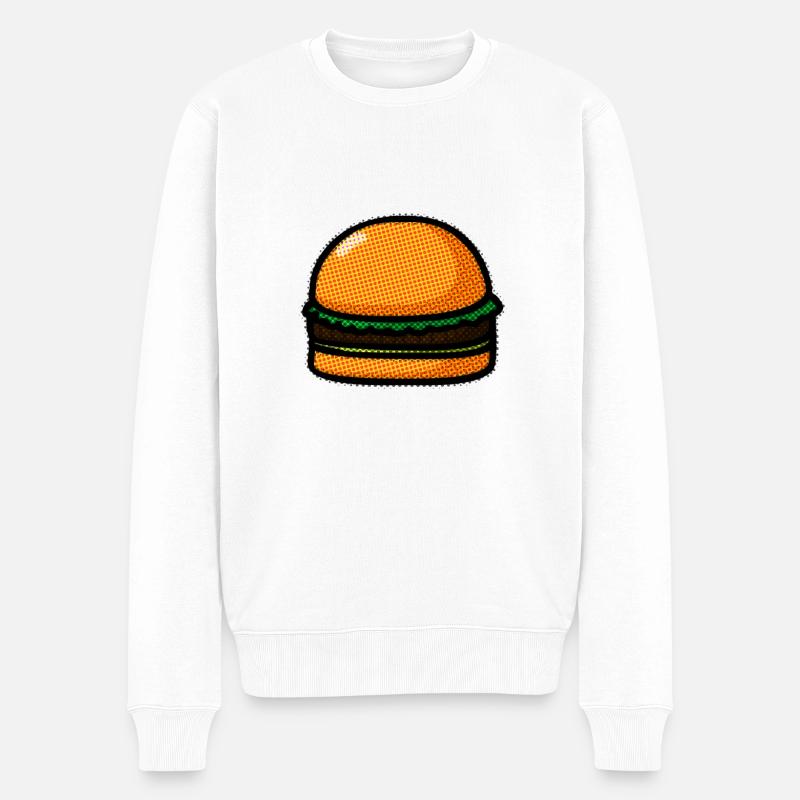COMIC BURGER - Männer Premium Bio Pullover - Weiß