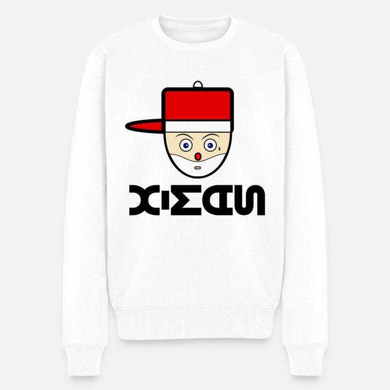 Santa mit Cap X-mas - Männer Premium Bio Pullover - Weiß