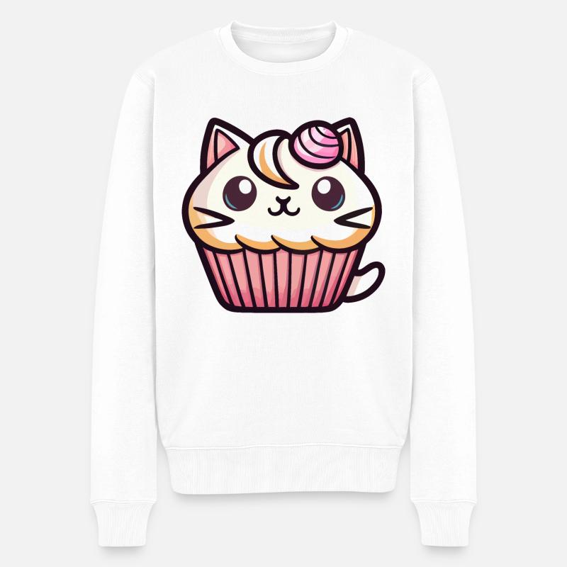 Muffinkatze - Männer Premium Bio Pullover - Weiß
