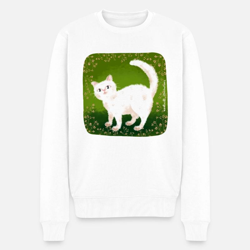 chat mignon - Pull Premium bio Homme - blanc