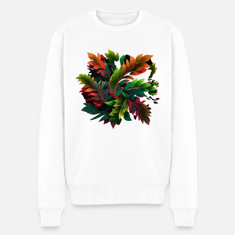 Blätter - Männer Premium Bio Pullover - Weiß