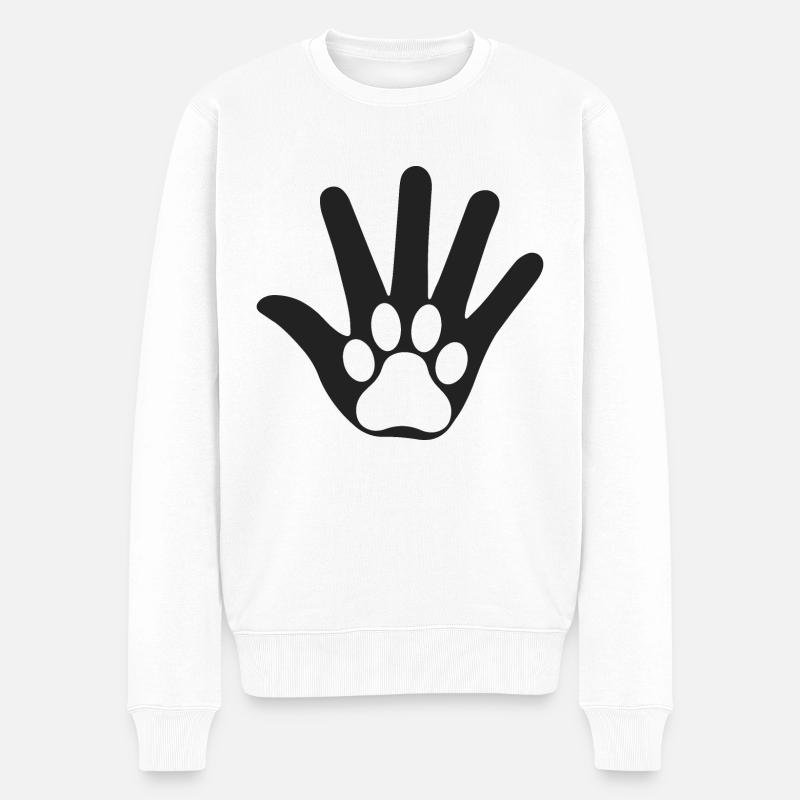 Hand - Männer Premium Bio Pullover - Weiß