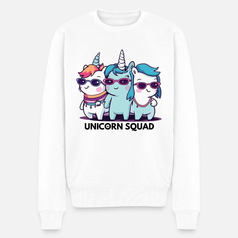 Einhorn Mannschaft - Männer Premium Bio Pullover - Weiß