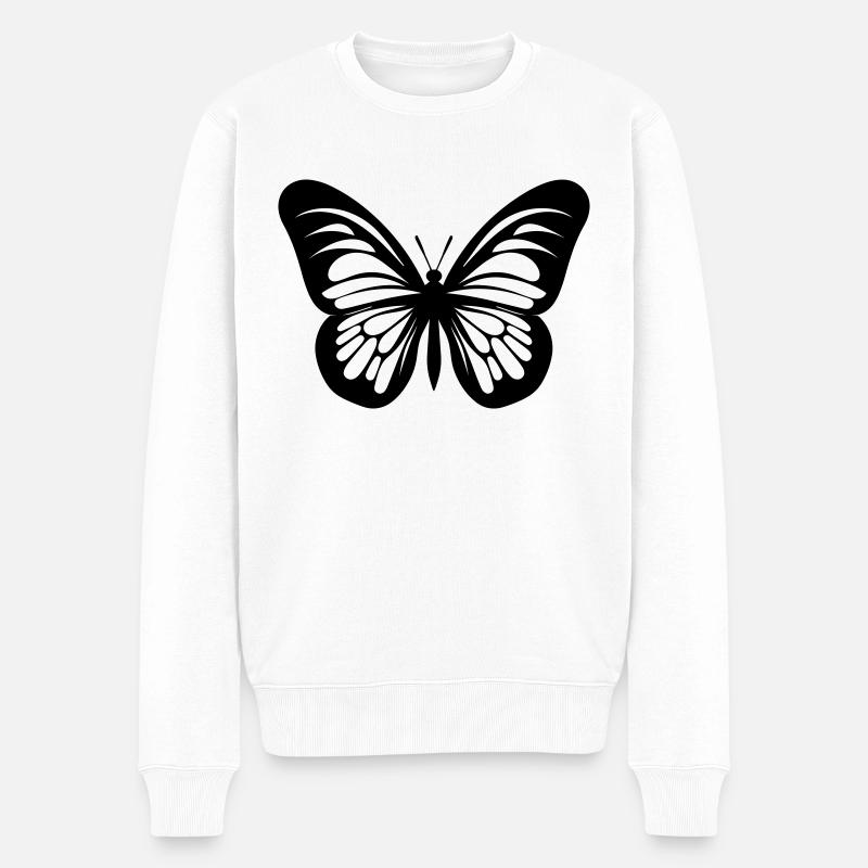 Schmetterling - Männer Premium Bio Pullover - Weiß