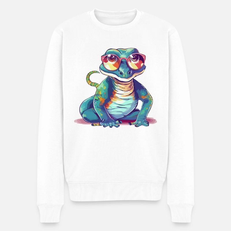 Ik le lézard à lunettes - Pull Premium bio Homme - blanc