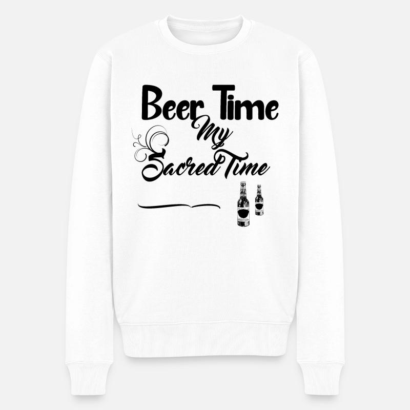Bierzeit-Design - Männer Premium Bio Pullover - Weiß