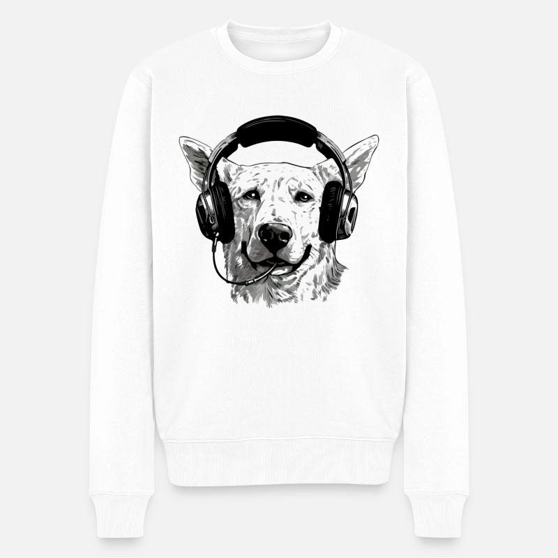 Jack le chien audiophile - Pull Premium bio Homme - blanc