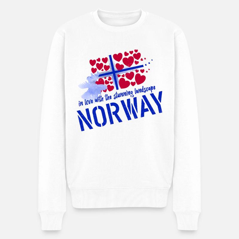 Norwegen Elche norge Norway - Männer Premium Bio Pullover - Weiß