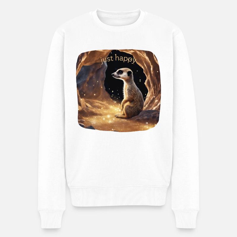 just happy - Männer Premium Bio Pullover - Weiß
