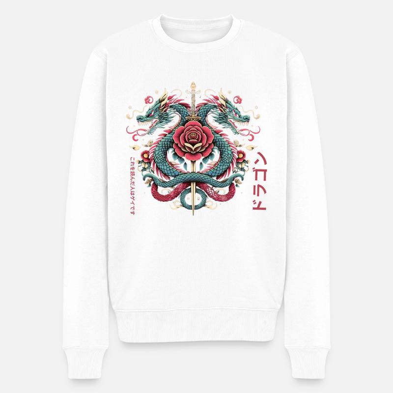 Drache - Männer Premium Bio Pullover - Weiß