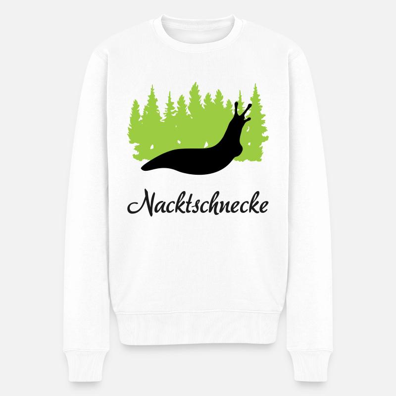 "Nacktschnecke: Freche Eleganz" - Männer Premium Bio Pullover - Weiß