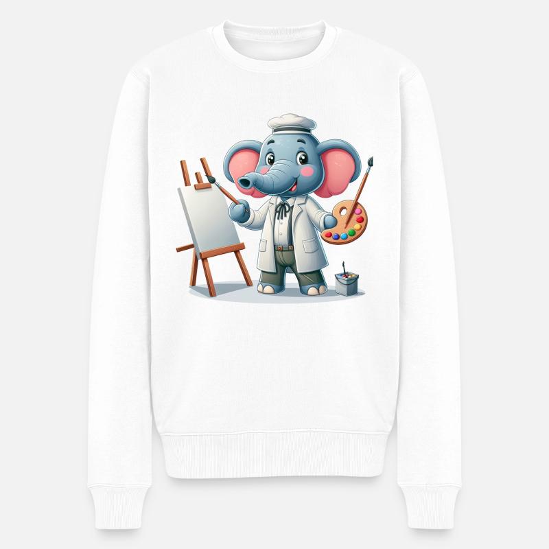 Artiste éléphant mignon - Pull Premium bio Homme - blanc