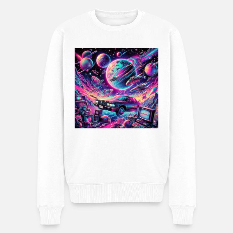 90s Psy - Männer Premium Bio Pullover - Weiß