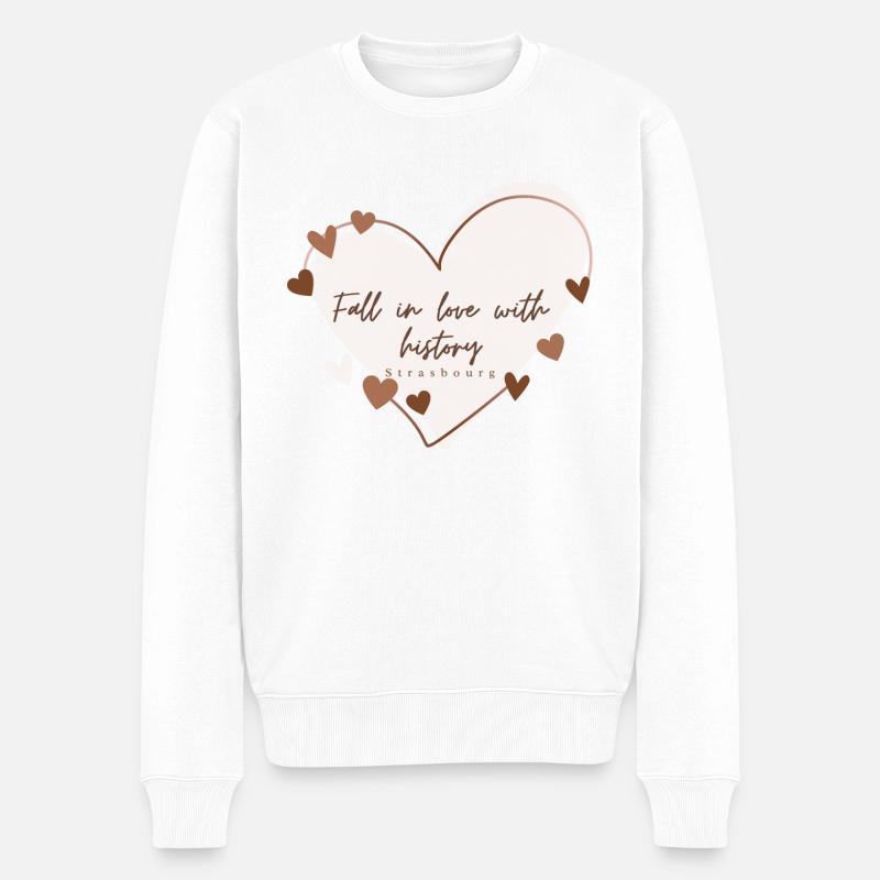 Ich liebe mit Herz Straßburg - Männer Premium Bio Pullover - Weiß