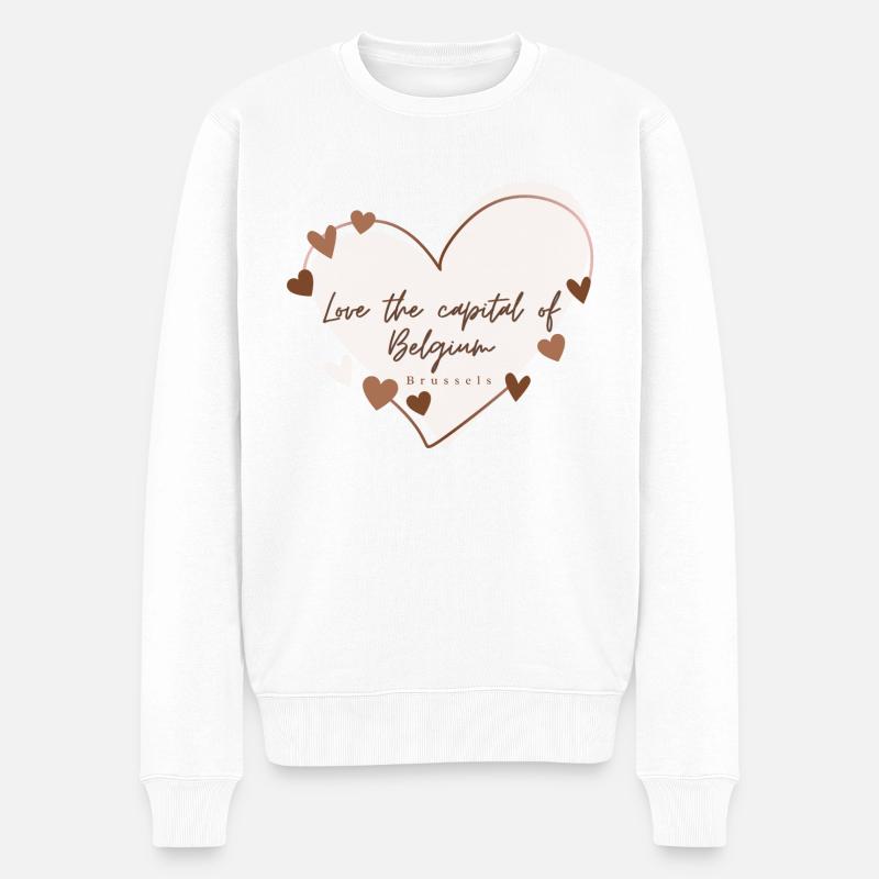 Ich liebe mit Herz Brüssel - Männer Premium Bio Pullover - Weiß
