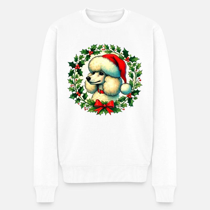 Caniche de Noël - Pull Premium bio Homme - blanc
