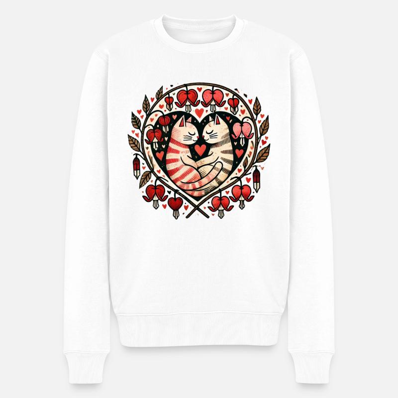Katzenpaar - Männer Premium Bio Pullover - Weiß