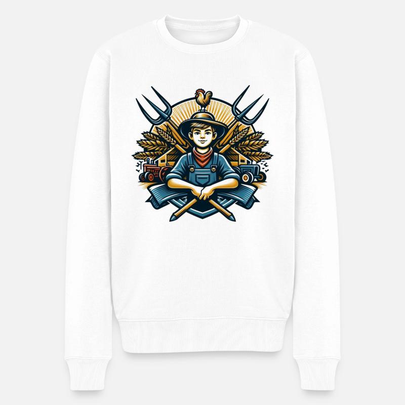 Junge vom Dorf Logo - Männer Premium Bio Pullover - Weiß