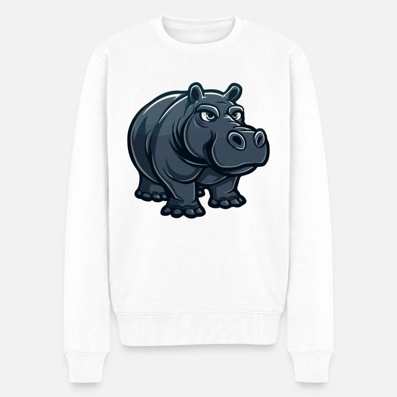 Bande dessinée hippopotame - Pull Premium bio Homme - blanc