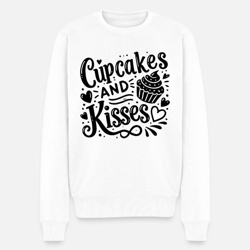 Cupcakes und Küsse - Männer Premium Bio Pullover - Weiß
