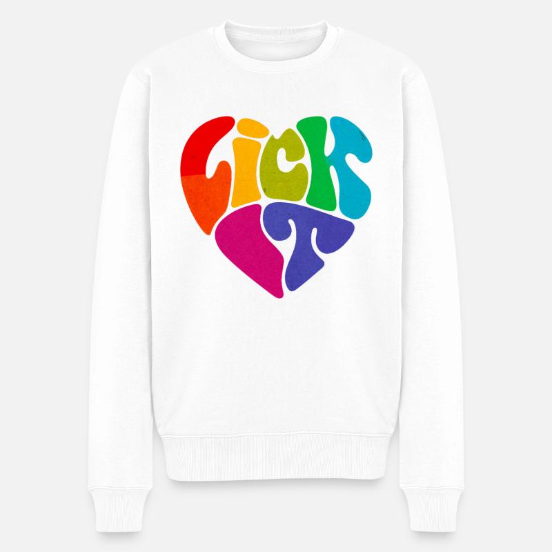 Lick It Cœur Multicolore Psychédélique - Pull Premium bio Homme - blanc