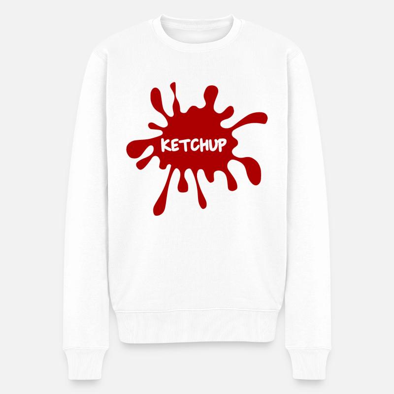 Ketchup Fleck - Männer Premium Bio Pullover - Weiß