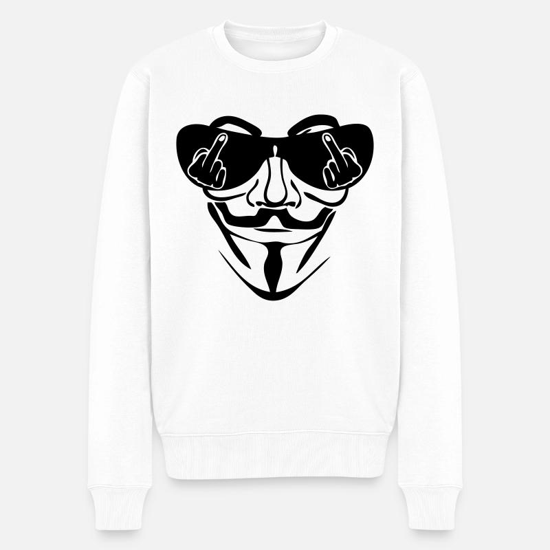 anonymous masque lunette fuck - Pull Premium bio Homme - blanc