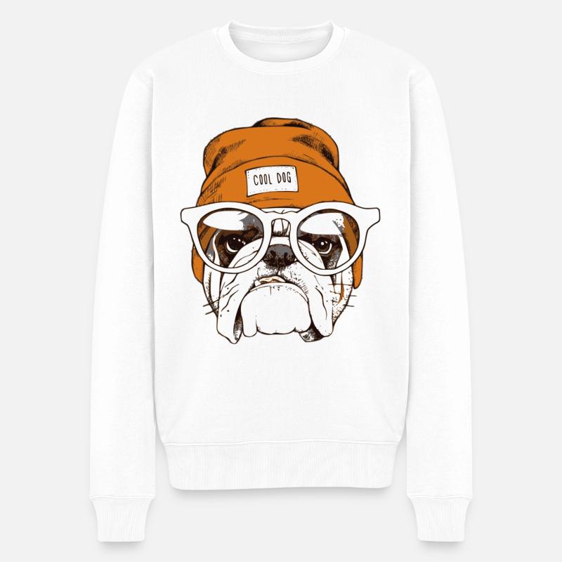 Coole Hipster Hund - Männer Premium Bio Pullover - Weiß