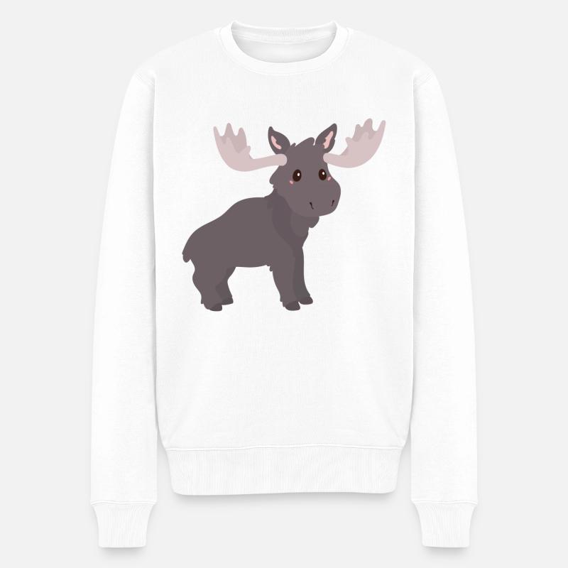 Elch - Männer Premium Bio Pullover - Weiß