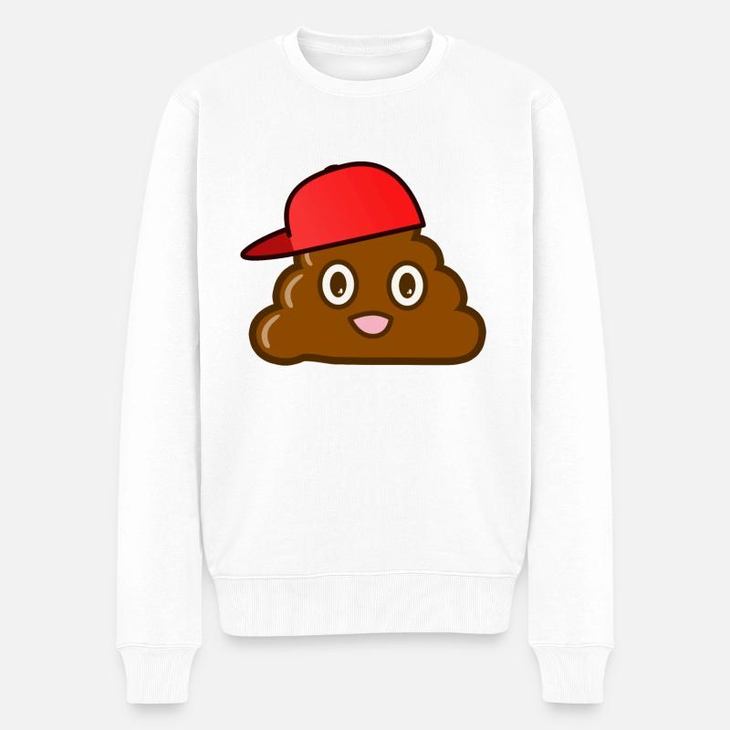 Mr. Turd Dude - Fröhlicher Kackhaufen mit Cap - Männer Premium Bio Pullover - Weiß
