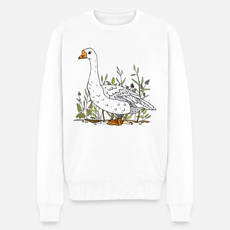 Gans - Männer Premium Bio Pullover - Weiß