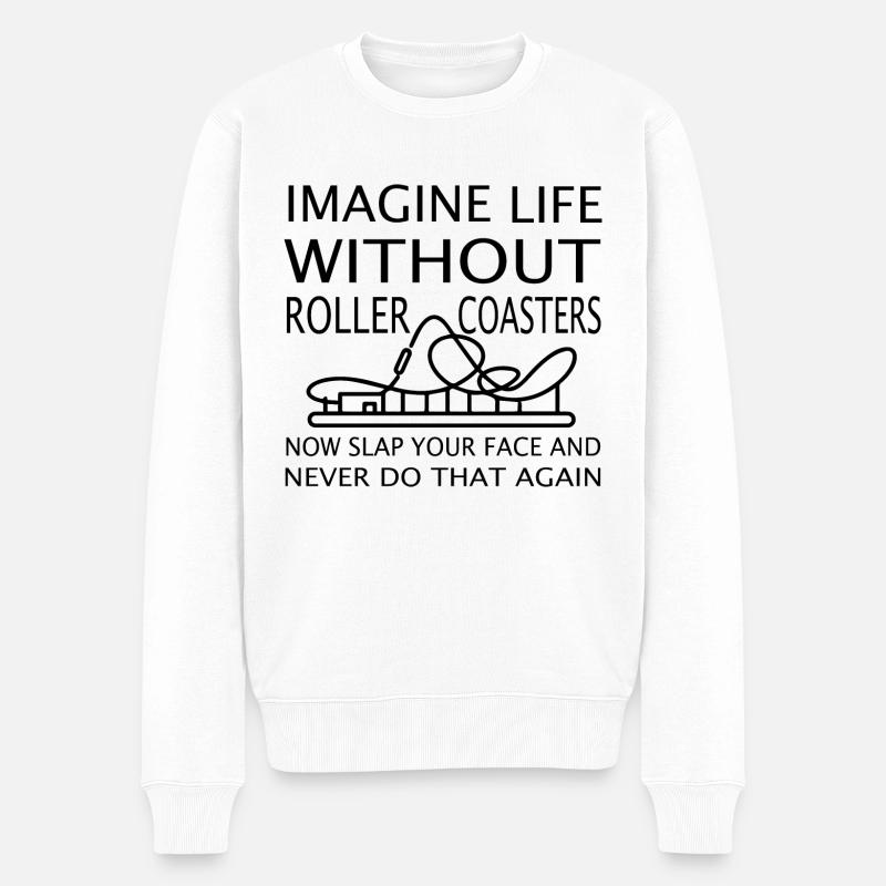 Rollercoaster Achterbahn - Männer Premium Bio Pullover - Weiß