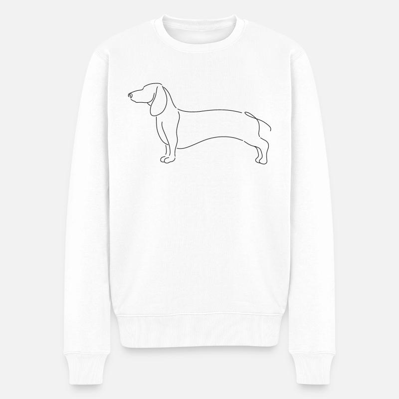Dackel Minimalistisch - Männer Premium Bio Pullover - Weiß