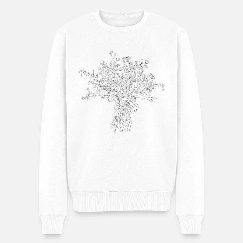 Illustration Fleurs Alina - Pull Premium bio Homme - blanc