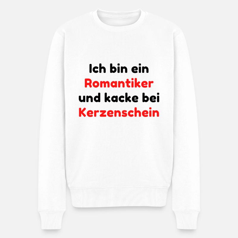 Ich bin ein Romantiker - Männer Premium Bio Pullover - Weiß