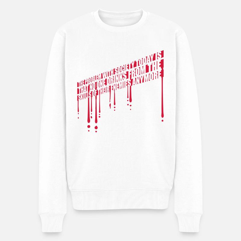drinks from enemies skulls - Männer Premium Bio Pullover - Weiß