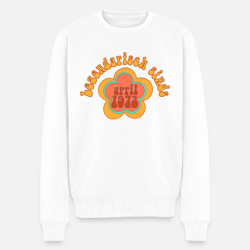 Legendär Seit April 1973 Geboren Geburtstag - Männer Premium Bio Pullover - Weiß
