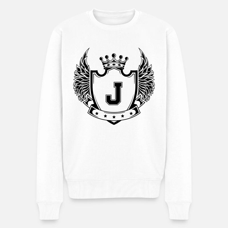 Wappen J - Männer Premium Bio Pullover - Weiß